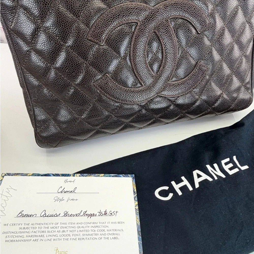 Chanel Caviar Grand Shopper Tote GST Brown Silver - Picture 14 of 14